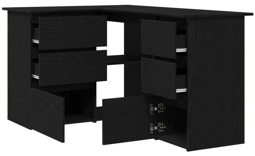 vidaXL Fekete Tölgy Sarok Íróasztal, 145x100x76 cm, Műanyagból készült