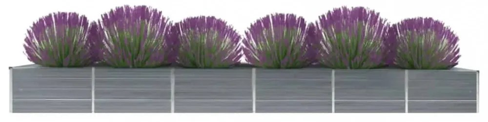 Szürke horganyzott acél kerti virágtartó 480 x 80 x 45 cm