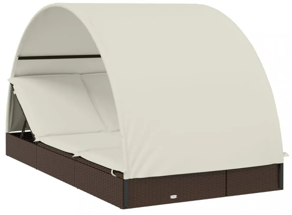 2 személyes barna polyrattan napágy kerek tetővel 211x112x140cm