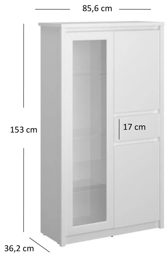 Vitrin Ethan 2D1W1S (fehér). 1052908