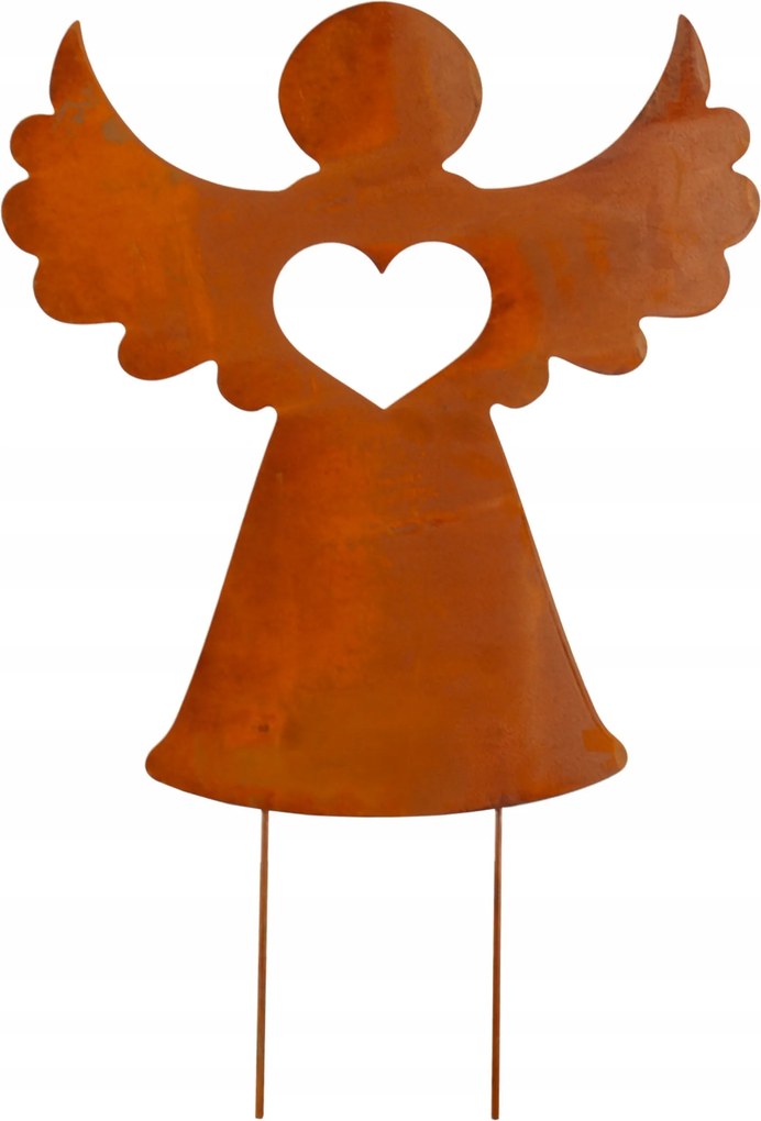 Kerti Figura Téli Beszúrható Karácsonyi Angyal Rozsda 65cm