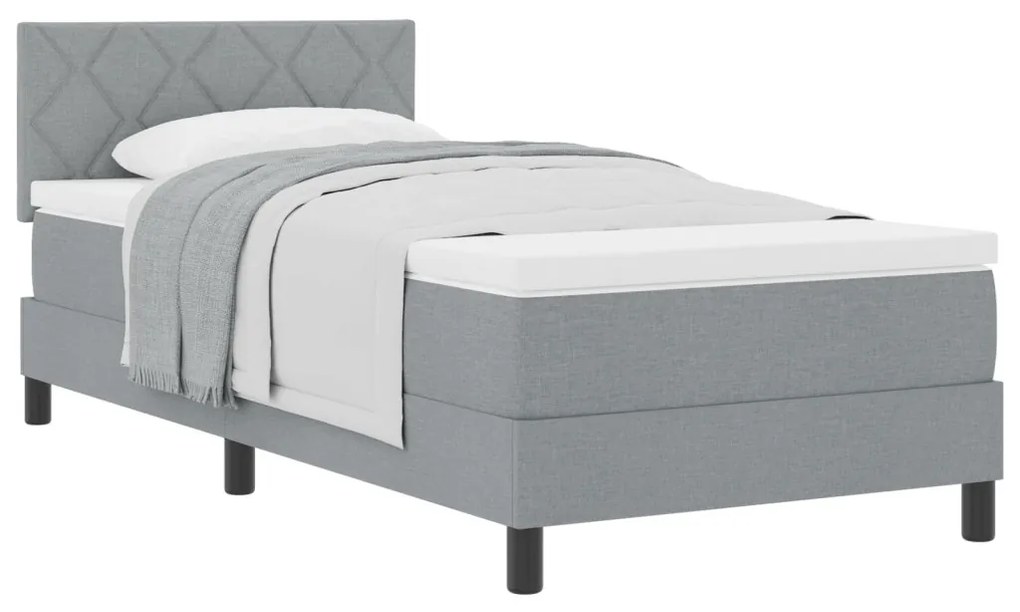 Boxspring ágy matraccal világosszürke 100x200 cm szövet