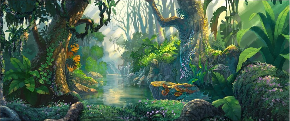 Kép - Egy trópusi erdő illusztrációja (120x50 cm)