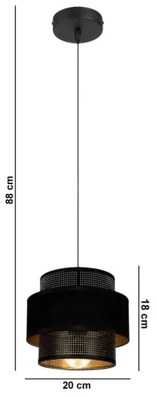Csillár zsinóron NESS 1xE27/60W/230V fekete