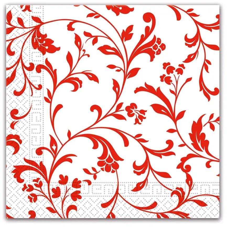 Piros mintás Arabesque Red szalvéta 20 db-os 33x33 cm FSC