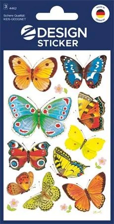 Matrica, papír, 3 ív, 76x120 mm, AVERY ZWECKFORM, Z-Design No.4462, lepkék (AY4462)