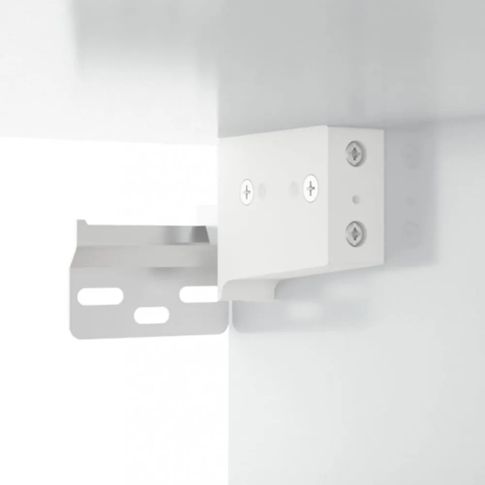 magasfényű fehér tükrös szekrény LED-ekkel 76 x 15 x 55 cm