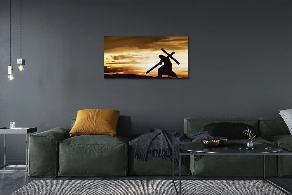 Canvas képek Jézus kereszt naplemente 100x50 cm