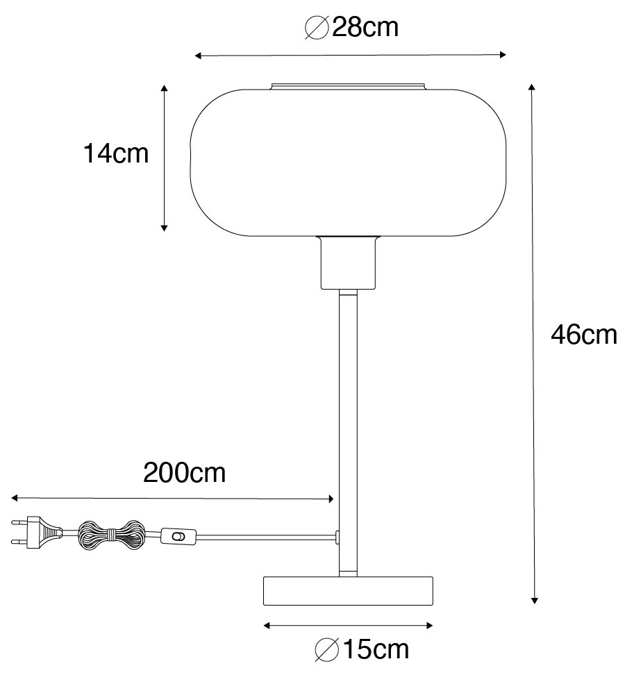 Art Deco asztali lámpa fekete füstüveggel - Bizle