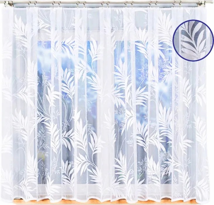 Kész Rövid Jacquard Függöny 550x160 Levél Nappali Hálószoba Szoba Fehér