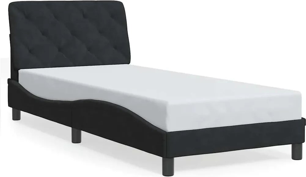 vidaXL fekete bársony ágykeret matrac nélkül 80 x 200 cm