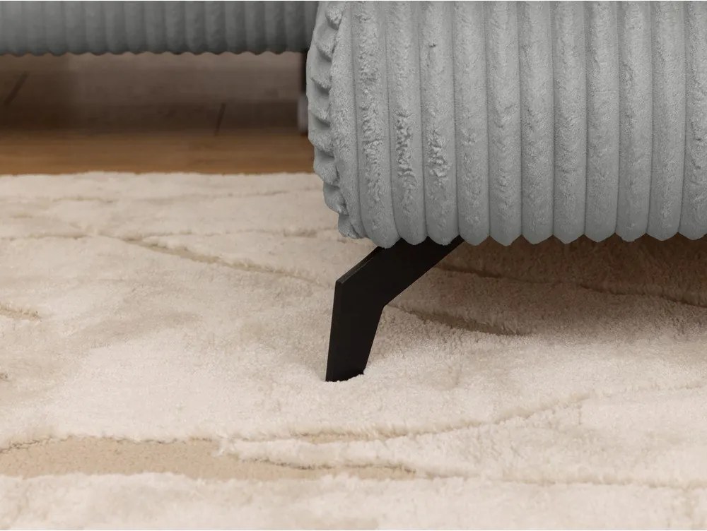 Világosszürke kordbársony sarokkanapé (jobb oldali-L alakú) Marbeya – Ropez