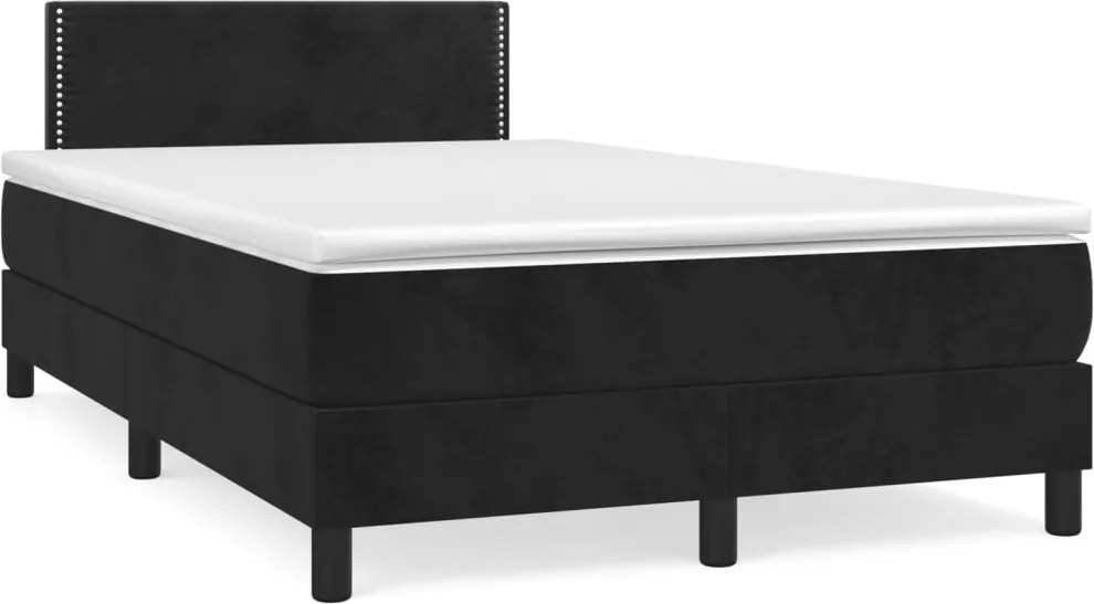 vidaXL fekete bársony rugós ágy matraccal 120 x 200 cm
