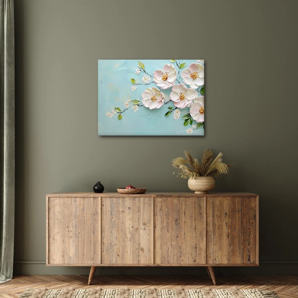 Kép - Virágok kék háttéren (70x50 cm)