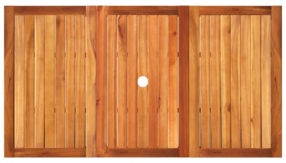 szürke polyrattan és akácfa kerti asztal 140 x 80 x 75 cm