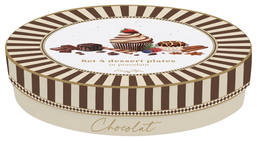 Porcelán desszertes tányérszett 4 db-os 19 cm dobozban Sweet Moments