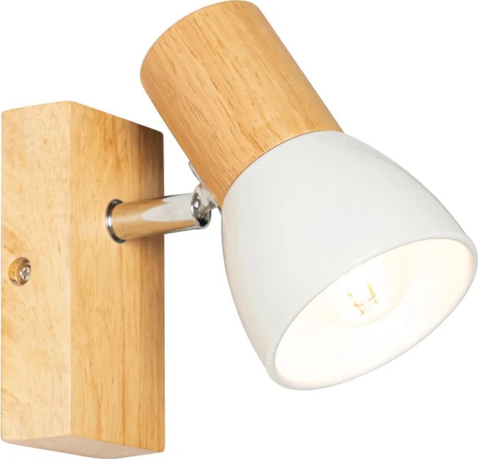 Rusztikus fali lámpa fa fehér állítható - Thorin