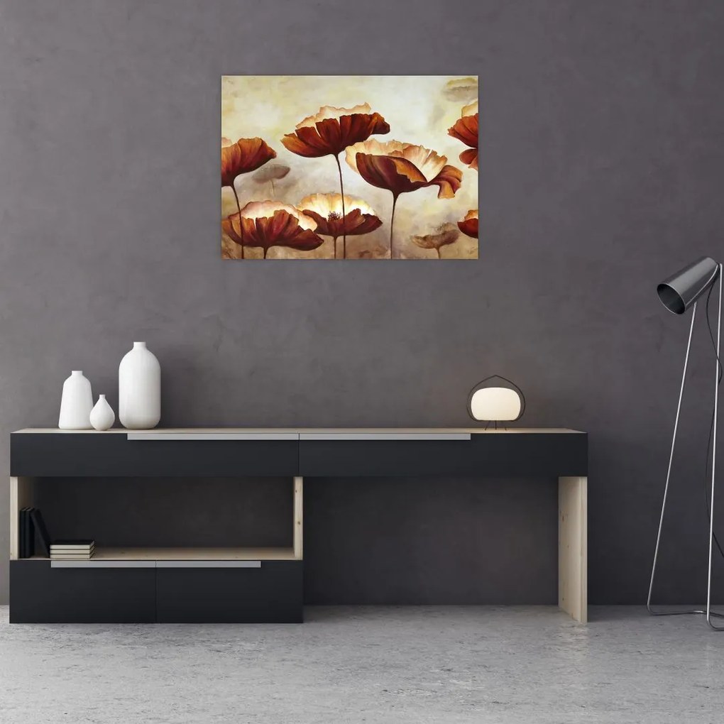 Piros virágok képe (70x50 cm)