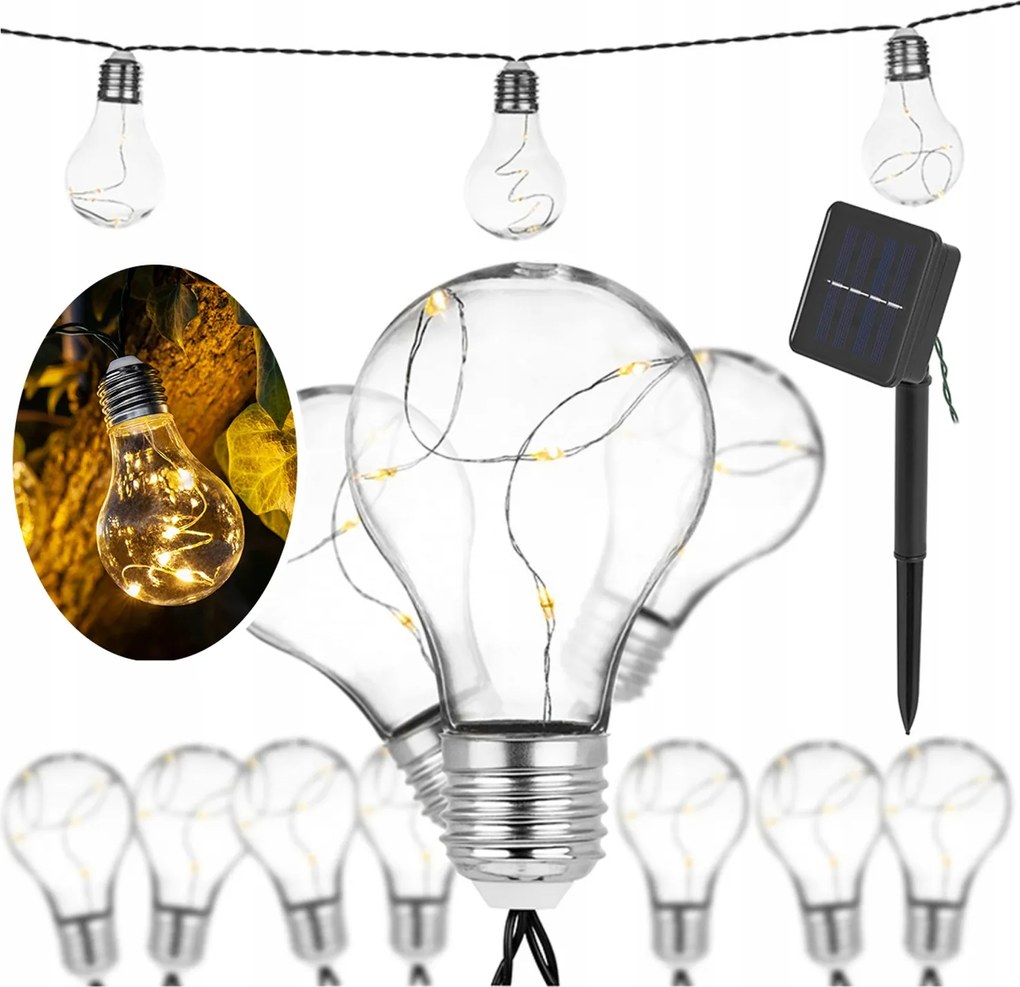 Napelemes Kerti Füzér Napelemes Izzók Erkély Terasz 10 izzó 5m