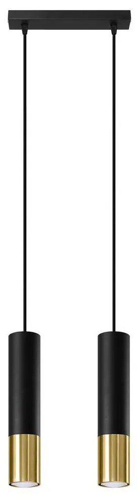 Sollux SL.0953 - Csillár zsinóron LOOPEZ 2xGU10/10W/230V fekete/arany
