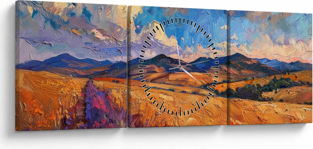 Kép - Olajfestmény tájkép (órával) (90x30 cm)