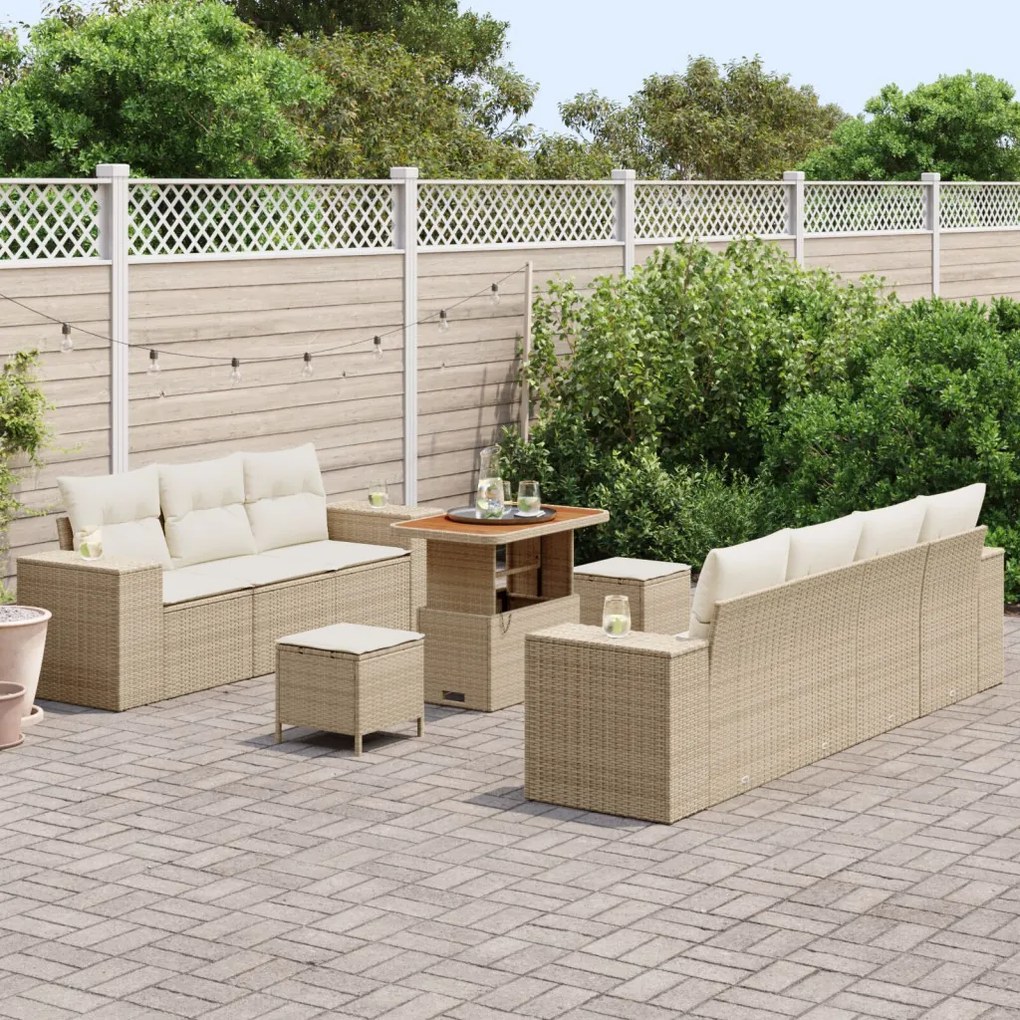 Kerti Kanapé Szett 10 pcs Beige és krém 90 x 55 x 71 cm