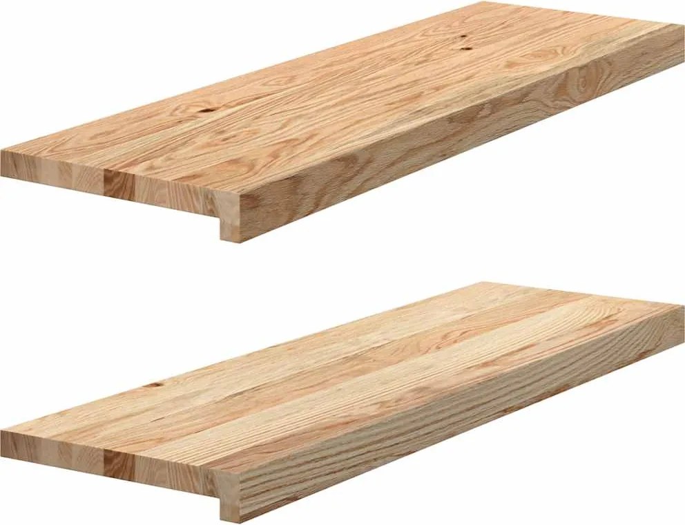 vidaXL 2 db tömör tölgyfa lépcsőfokok kezeletlen 80x25x2 cm