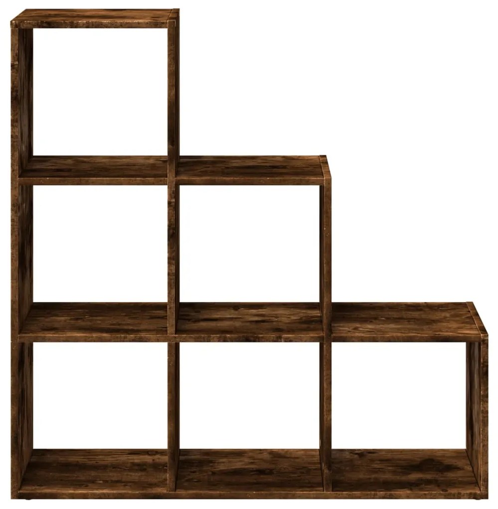 3 szintes füstös tölgy fa elválasztó könyvespolc 99x29x99 cm