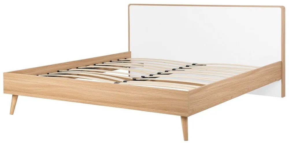 Franciaágy 180 cm SERVI (ágyráccsal és LED világítással) (világos fa). 1007525
