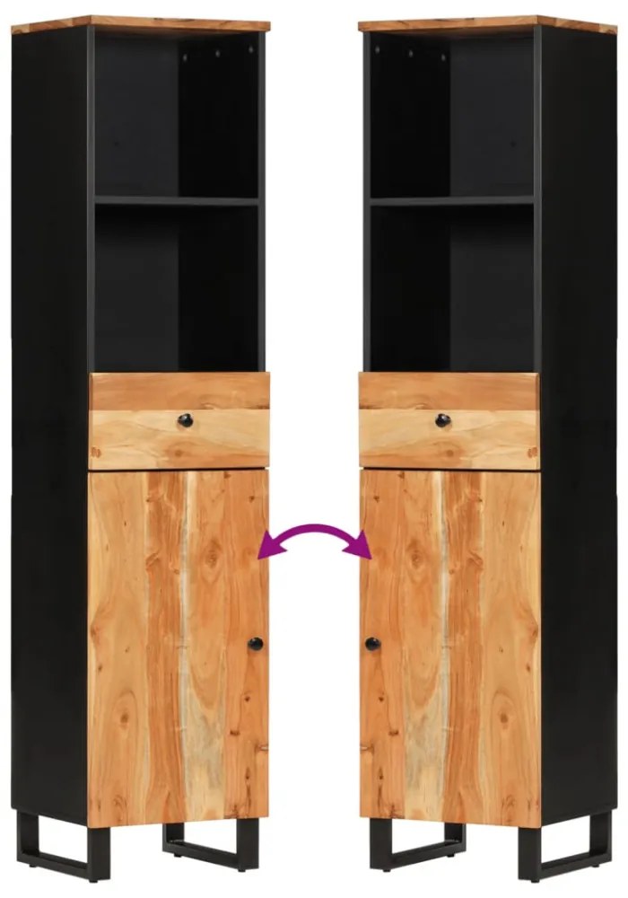 3 részes tömör akácfa fürdőszobai bútorszett