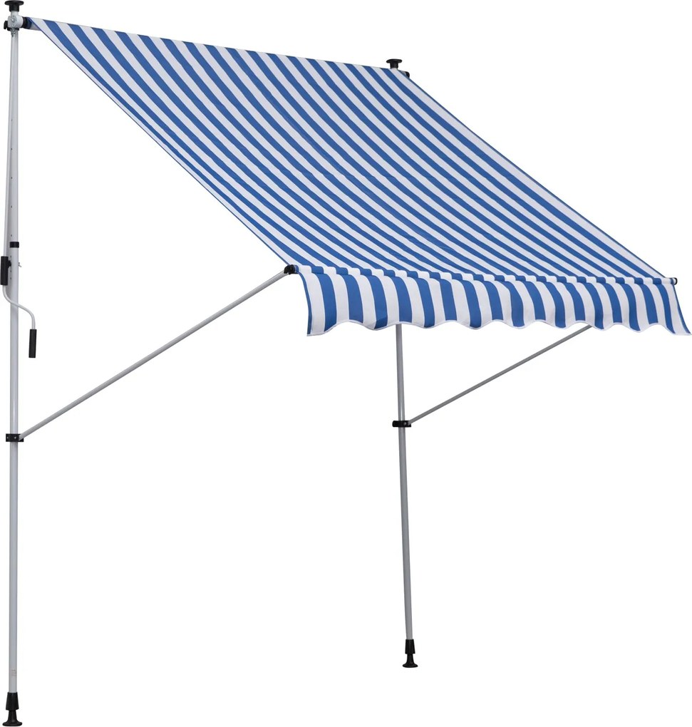 Outsunny Kézi Szárnyas Napernyő Magasságban Állítható, Visszahúzható Napernyő, Szennytaszító, Időjárásálló Erkély Napernyő 150cm Széles Terasz Naperny