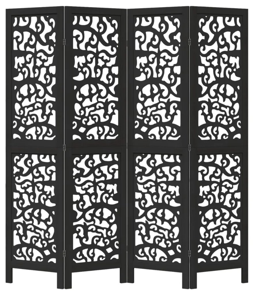4 paneles fekete tömör császárfa térelválasztó