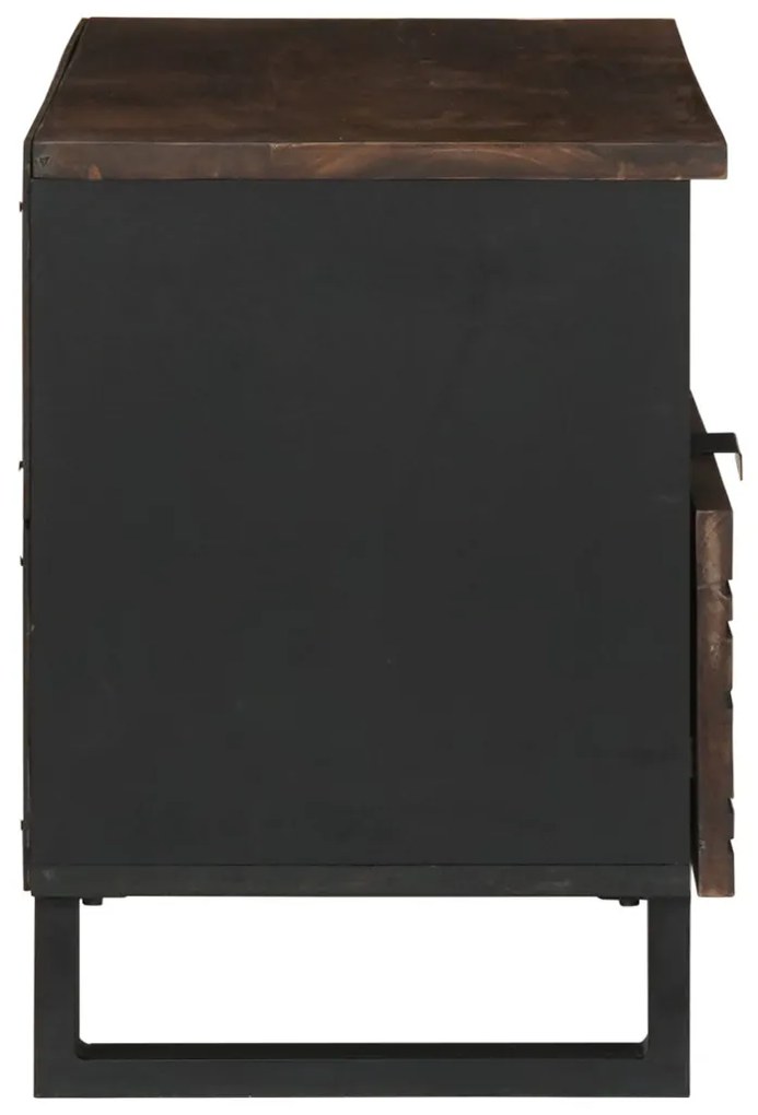 TV szekrény - 80x33.5x46 cm, tömör fa és mérnöki fa alapanyagból készült.