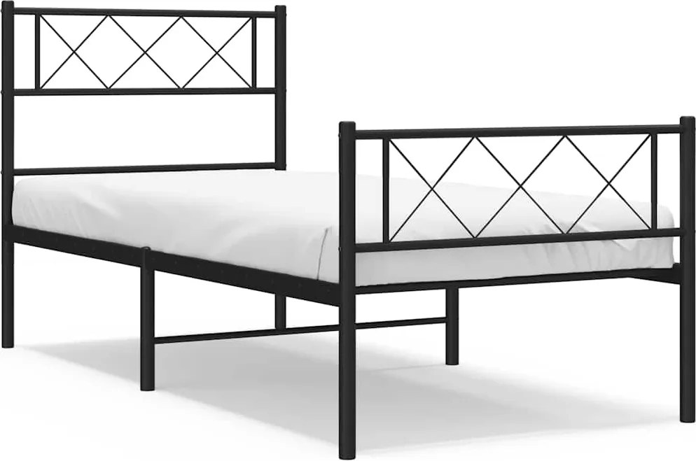 vidaXL fekete fém ágykeret fej- és lábtámlával 100 x 200 cm