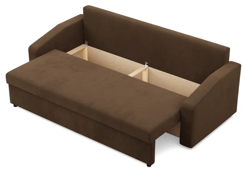 Zeus kanapéágy, szövet anyag, bonell töltet, döntött kartámasz, barna