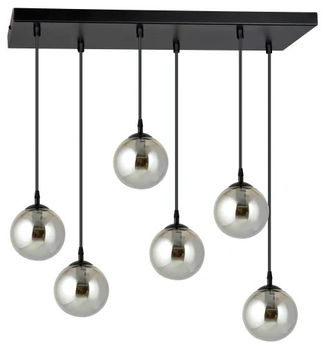 Csillár zsinóron COSMO 6xE14/10W/230V fekete/szürke