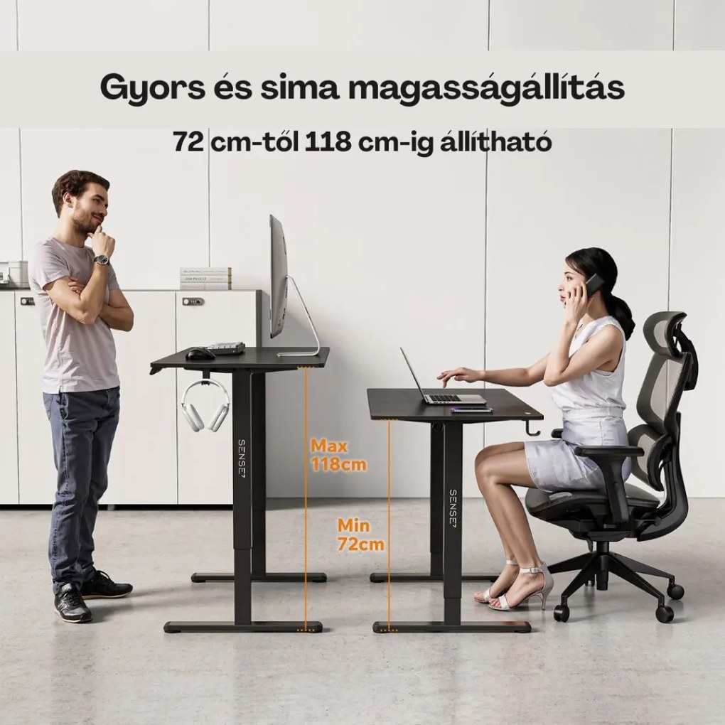 Állítható magasságú íróasztal Nojo Light 140 cm x 60 cm fekete