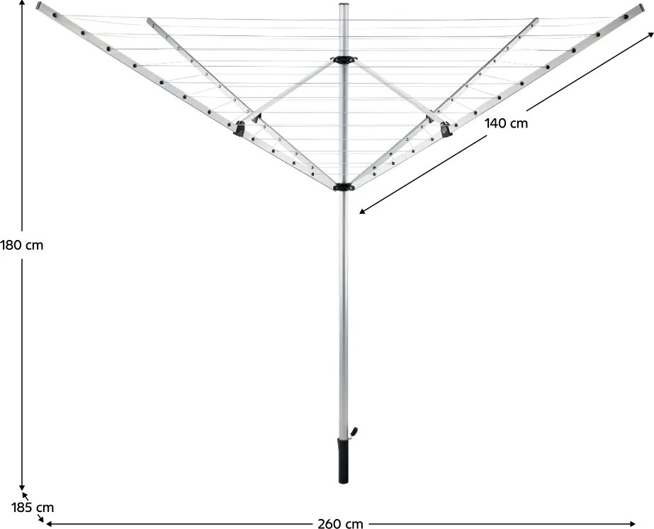 Kerti ruhaszárító, ezüst/fekete, 50 m, ROTARY NEW TYP 1