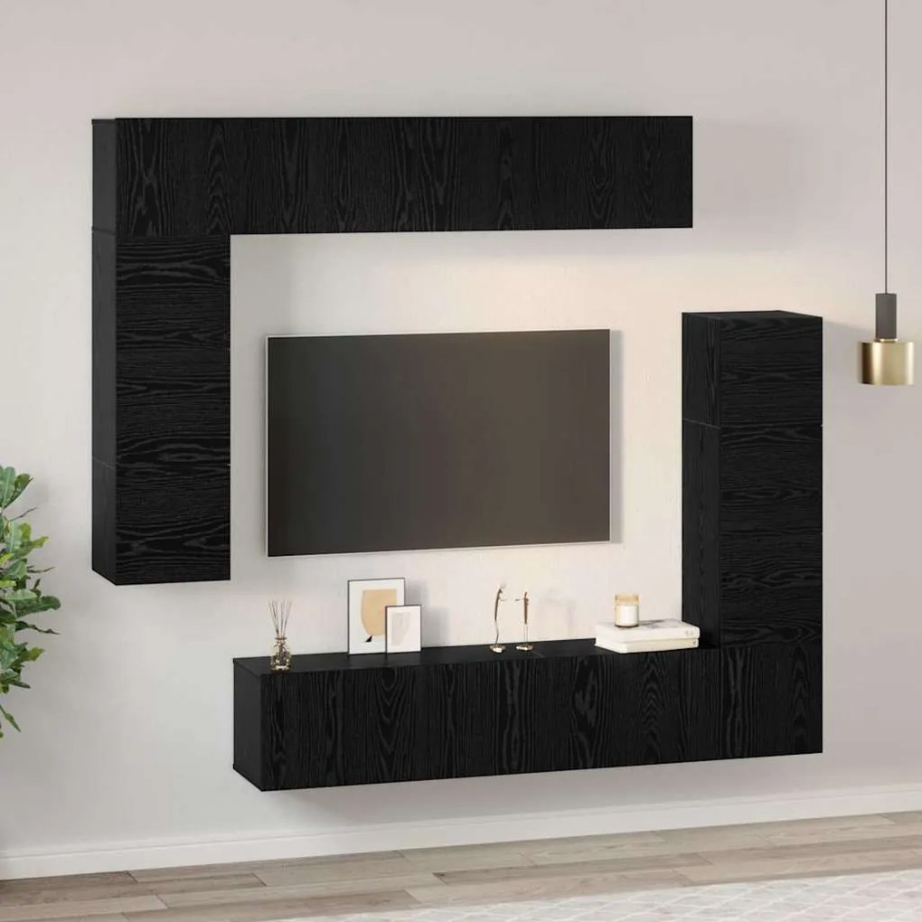 TV szekrény garnitúra 8 pcs Musta tammi 80 x 30 x 30 cm Faanyag