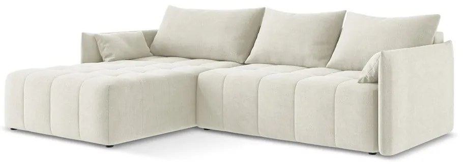 Bézs kinyitható-tárolóhelyes sarokkanapé (bal oldali-heverő résszel) Moku – Makamii