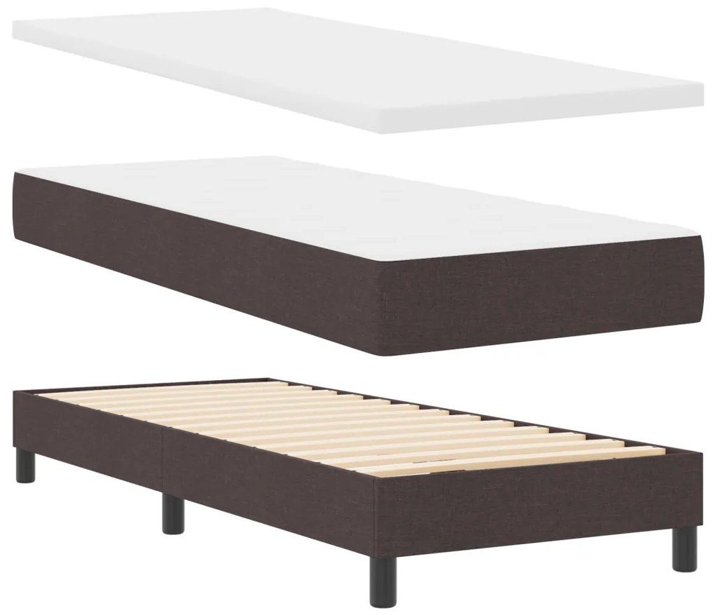 Box spring ágy matraccal Sötétbarna 80x200 cm Szövet