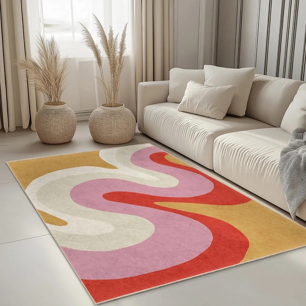 Sárga-rózsaszín mosható futószőnyeg 60x230 cm Raspberry Creamsicle – Mila Home