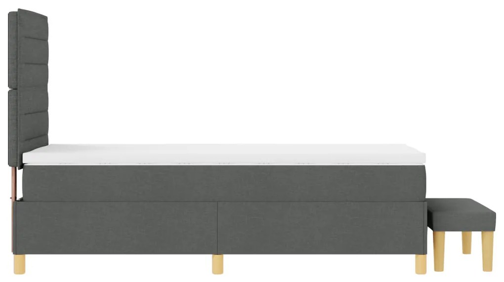 Boxpring Ágy Matraccal és Padjával Sötét Szürke 90x200 cm Szövet
