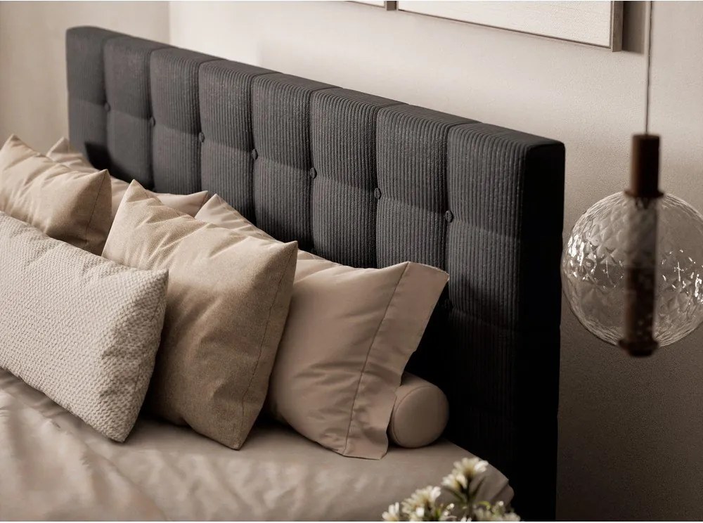 Antracitszürke ágyneműtartós boxspring ágy 180x200 cm Tasca – Maison de Rêve