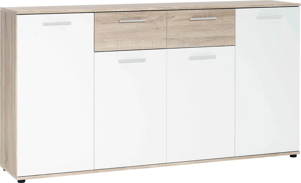 Komód JACKY 3 tölgy / fehér - 
            fehér
            tölgyfa
          , 
            Laminált és mások
          , 
            85
          x
            35
          x
            160
          cm