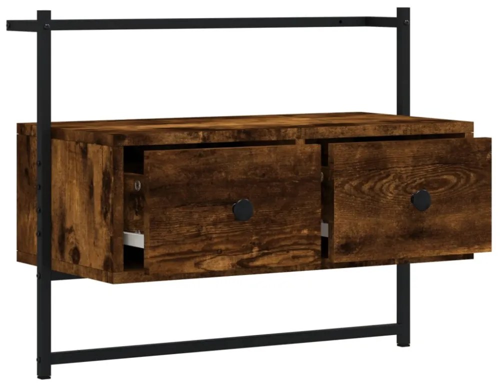 füstös tölgy színű szerelt fa fali TV szekrény 60,5x30x51 cm