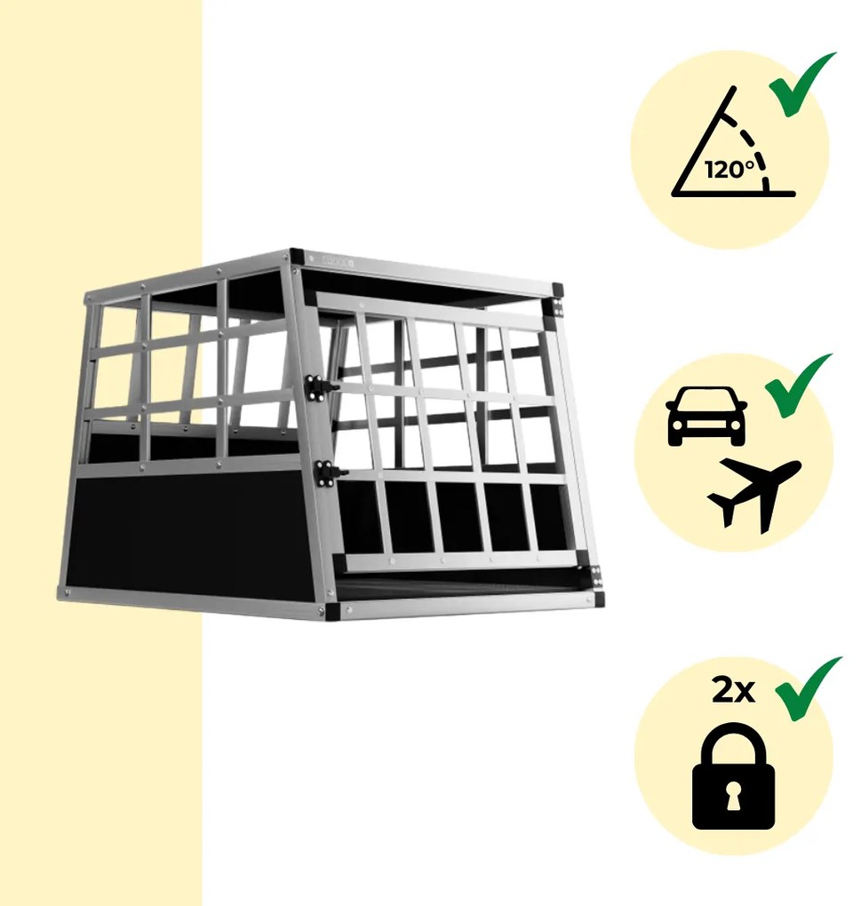 BRUNO kutyaszállító box, 70x54x51cm, ezüst/fekete Cadoca