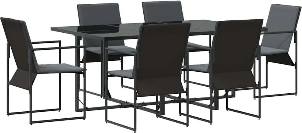 vidaXL Kert étkező szett 7 pcs Fekete Acél