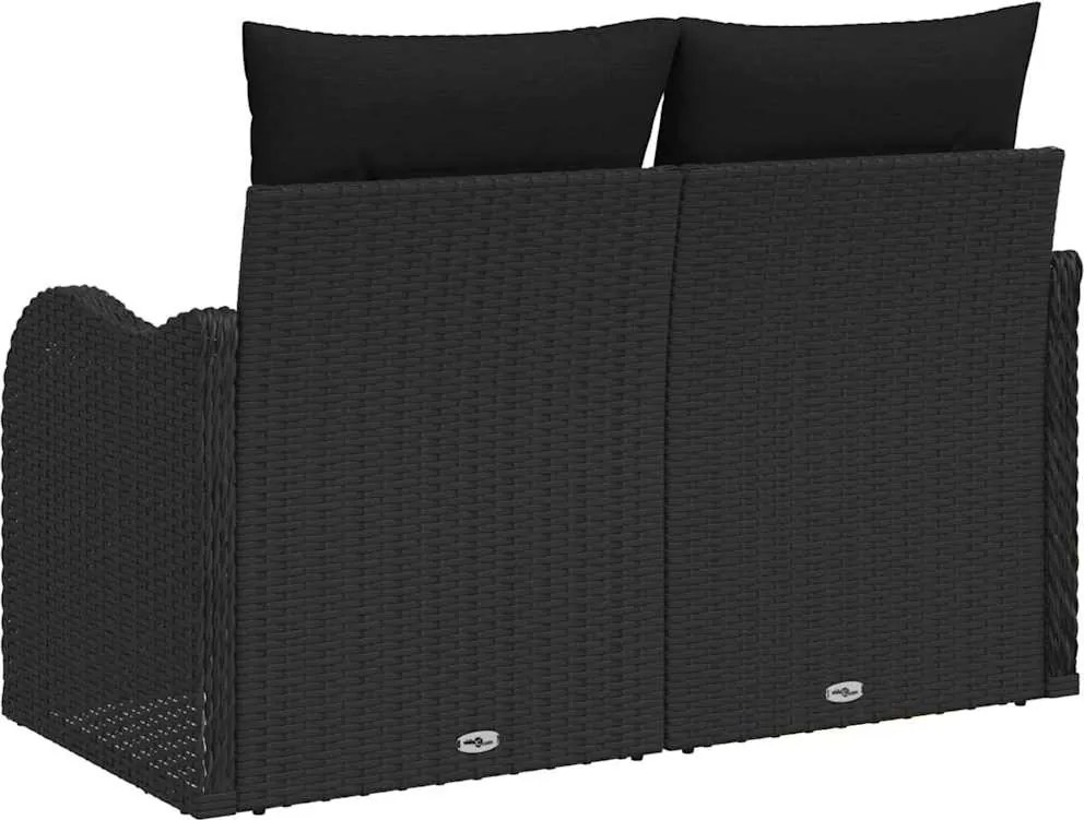 vidaXL Kerti kanapé párnával Fekete 121 x 62 x 69cm polirattan