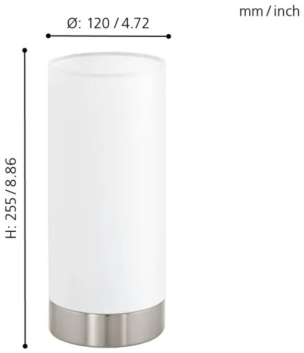 Eglo 95118 - Dimmelhető asztali lámpa PASTERI 1xE27/40W/230V